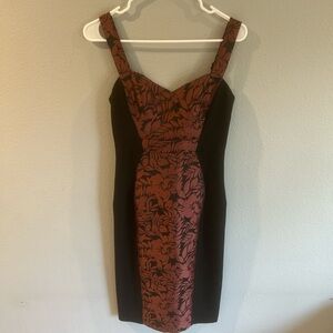 Black Halo Black and Brown Floral Mini Dress